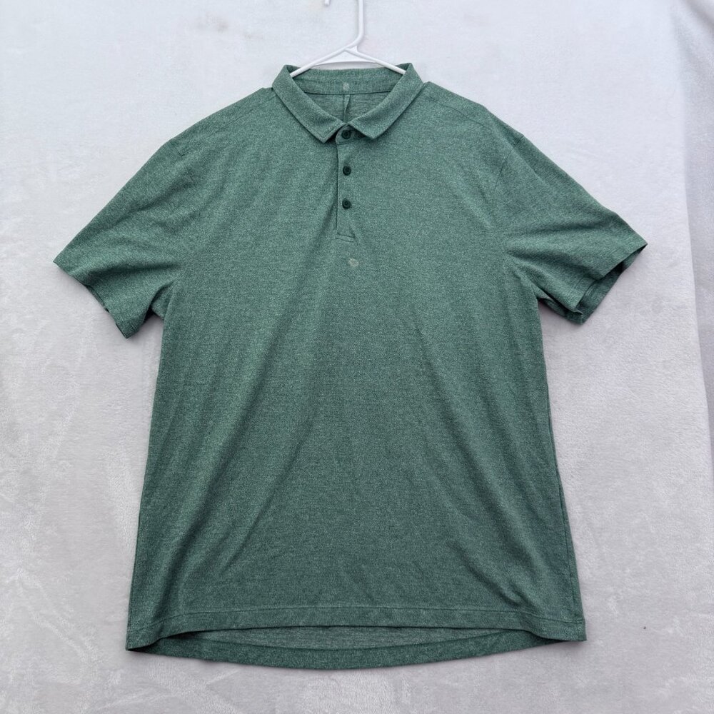 Lululemon Polo Shirt Mens L Green Stretch Performance Golf Casual